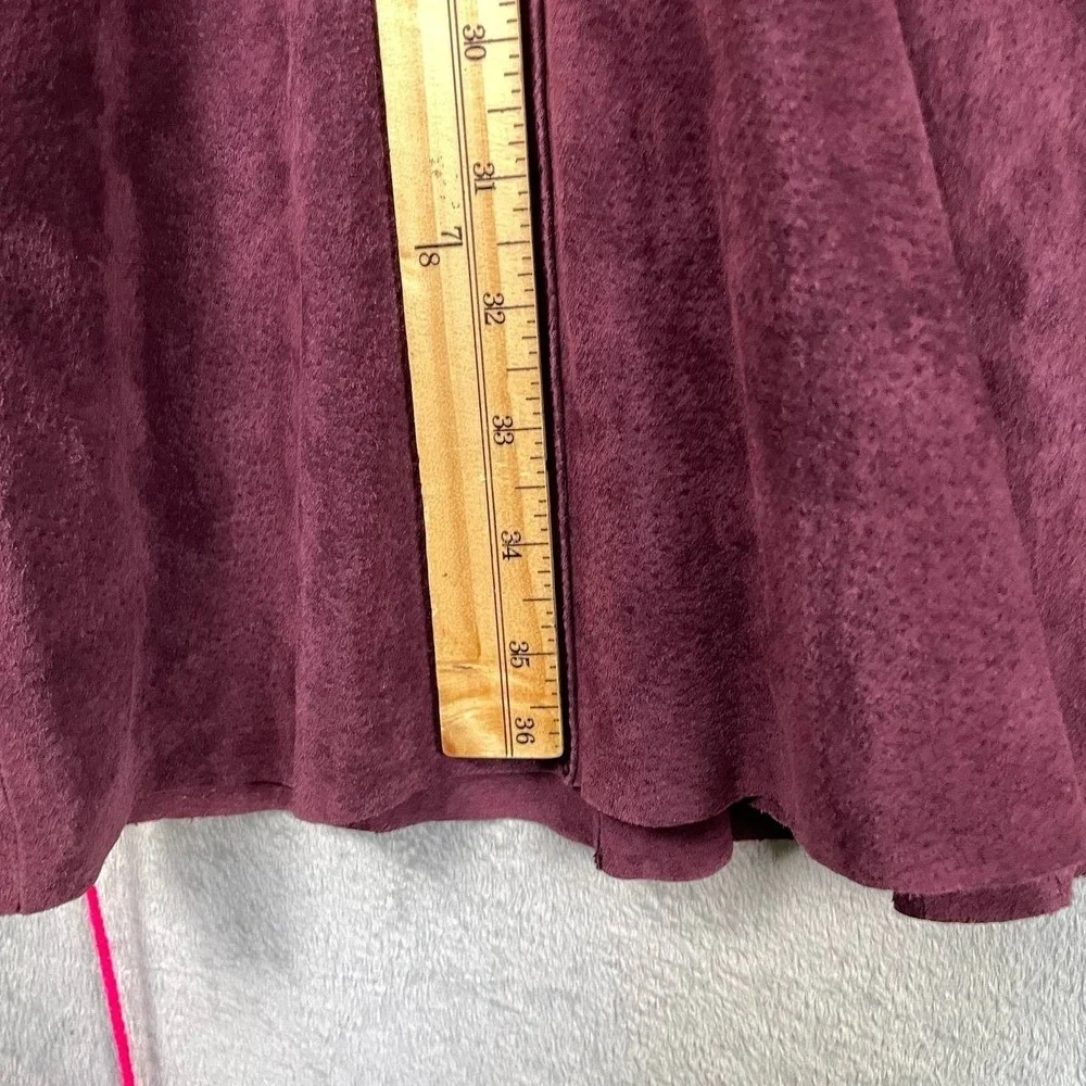 JG Hook Vintage Genuine Suede Leather Burgundy Witchy Whimsigoth Midi Skirt 18